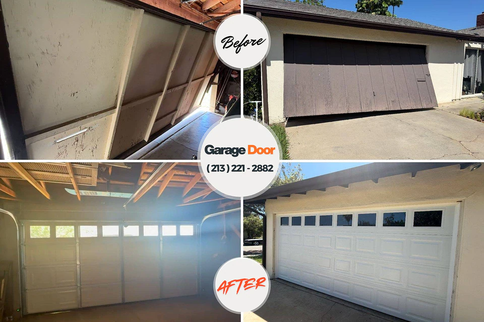 Before and after: garage door repair Harbor Springs, MI